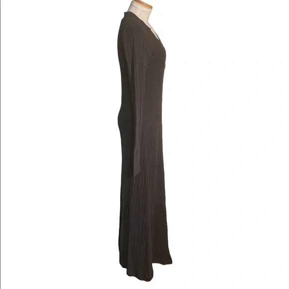 Free People Beach Black Sunflower Ribbed Knit Long Sleeve Maxi Dress Size Small - Picture 3 of 10